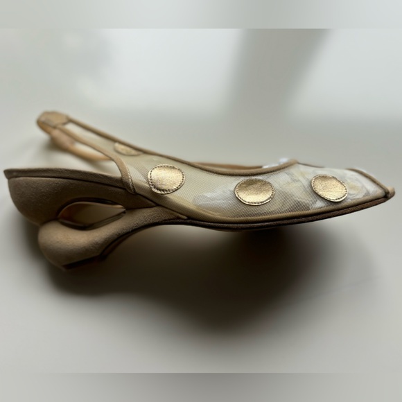 RAMON TENZA Gold Polka Dot Mesh Unique Heel Size 8.5 Y2K - Picture 12 of 12